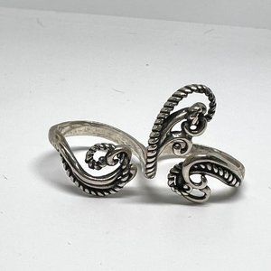 Relios Carolyn Pollack Sterling Silver Double 2 Finger Cuff Design Ring Sz 6